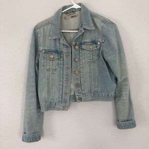 Topshop Moto Cropped Light Denim Jacket